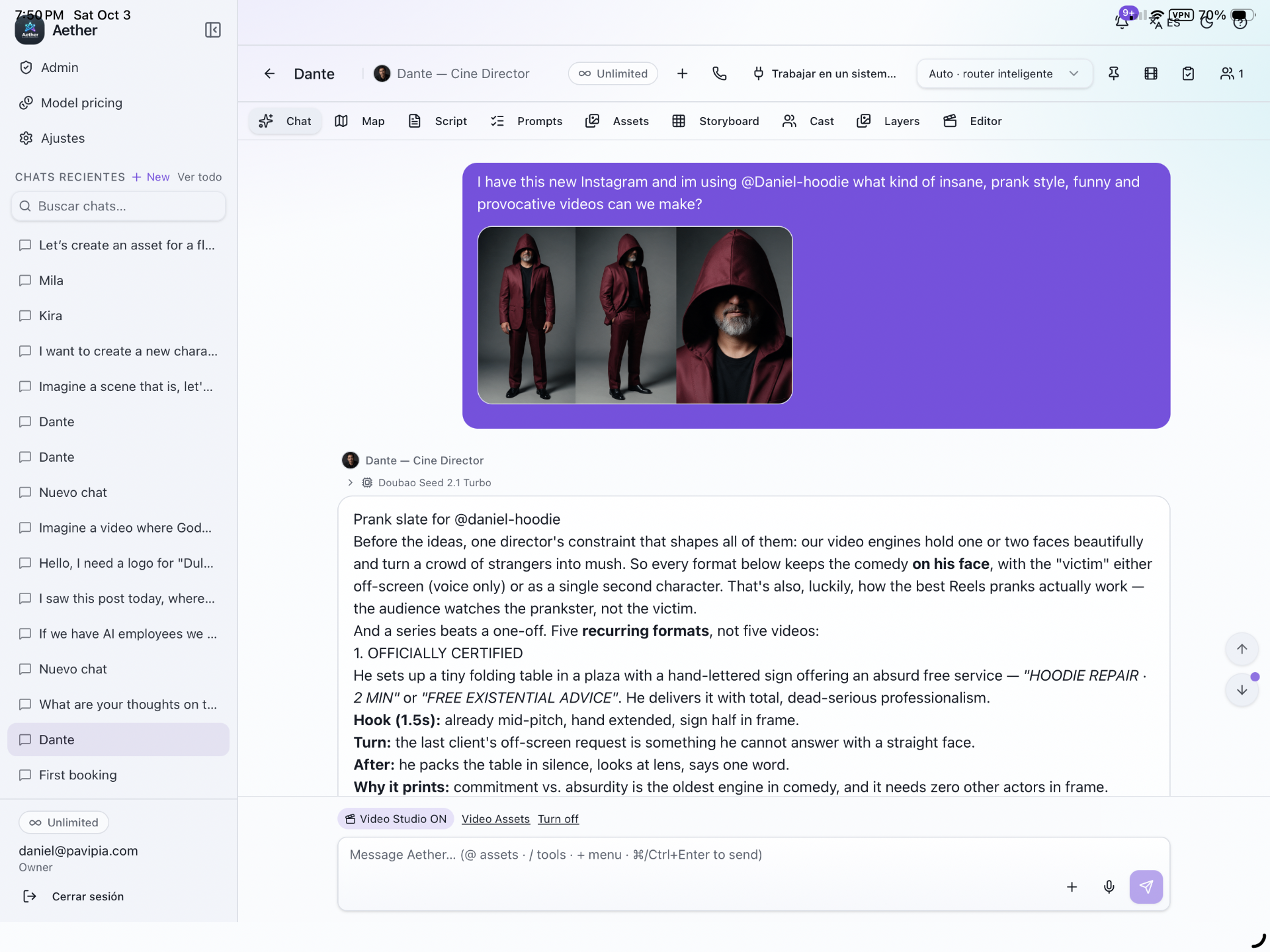 Dante turns a conversation into a clear production plan, approval and finished media.
